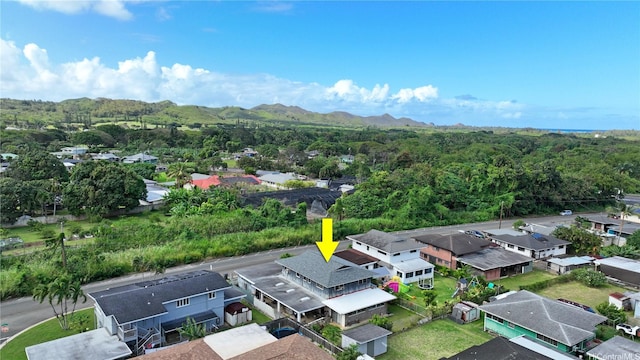 41-532 Kumuhau St, Waimanalo, HI 96795 - aerial view of residential area with a heavily wooded area and a mountain backdrop