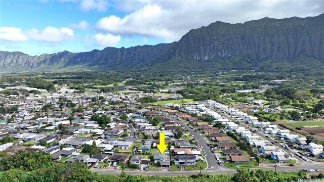 41-532 Kumuhau St, Waimanalo, HI 96795 - aerial view of property and surrounding area featuring mountains and nearby suburban area