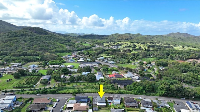 41-532 Kumuhau St, Waimanalo, HI 96795 - aerial overview of property's location featuring a mountain backdrop and nearby suburban area