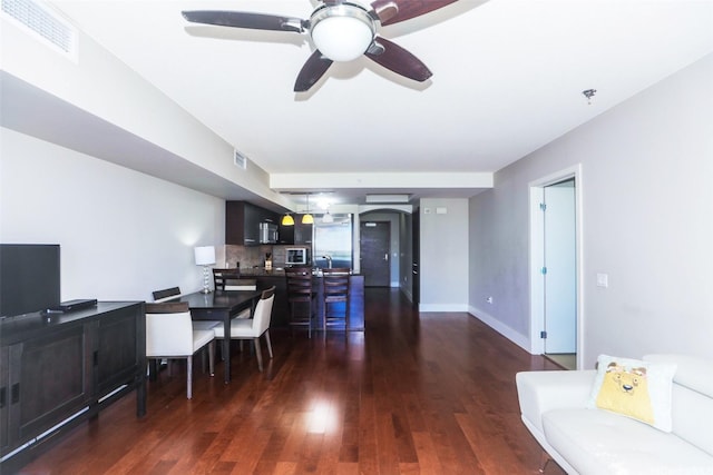 1837 Kalakaua Ave Unit 1102, Honolulu, HI 96815 - home office featuring ceiling fan, dark wood finished floors, and baseboards