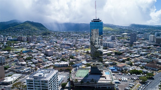 view of urban area featuring a mountainous background