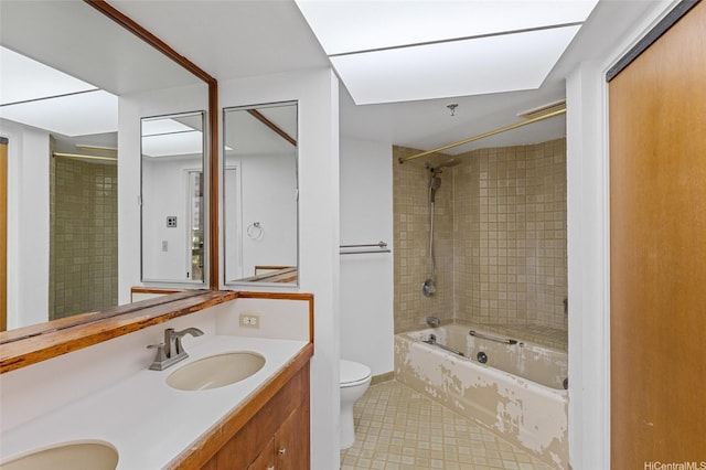 1040 Lunalilo St Unit 706, Honolulu, HI 96822 - full bathroom with toilet, shower / washtub combination, double vanity, and tile patterned flooring