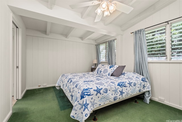622 Pamaele St, Kailua, HI 96734 - carpeted bedroom with beamed ceiling, baseboards, and ceiling fan