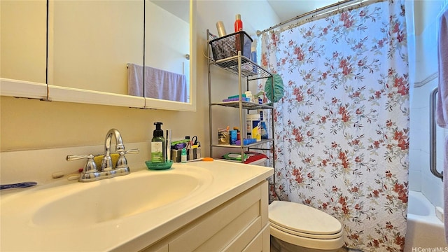 2122 Lime St Unit 307, Honolulu, HI 96826 - bathroom featuring toilet, vanity, and shower / bath combination with curtain