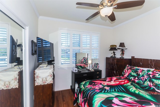 91-1173 Pekau St, Ewa Beach, HI 96706 - bedroom featuring wood finished floors, ornamental molding, and ceiling fan