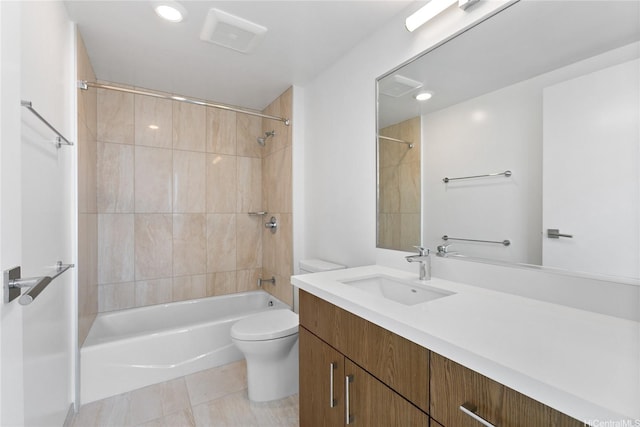 629 Keeaumoku St Unit 2103, Honolulu, HI 96814 - bathroom featuring toilet, tile patterned floors, recessed lighting,  shower combination, and vanity