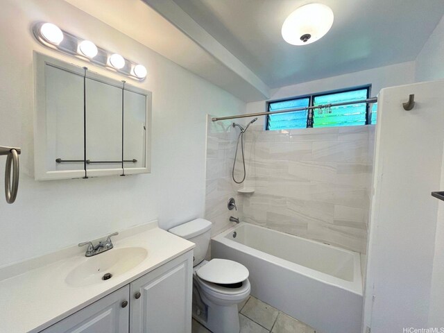 47-218 Kamehameha Hwy, Kaneohe, HI 96744 - bathroom with toilet, vanity, shower / bathtub combination, and tile patterned flooring