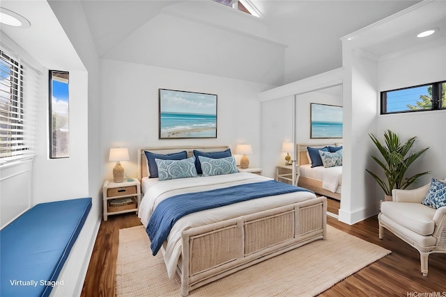 382 Kuanalu Pl, Honolulu, HI 96825 - bedroom featuring lofted ceiling, wood finished floors, baseboards, and recessed lighting