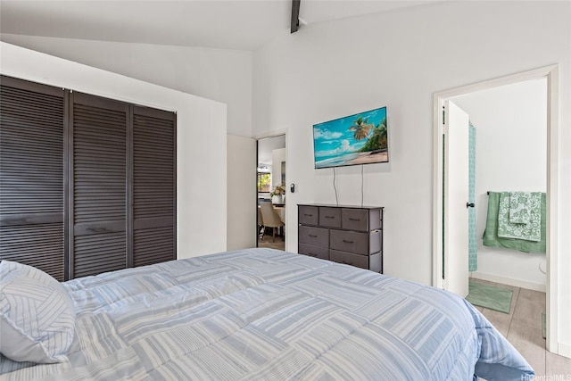 94-265 Anania Dr, Mililani, HI 96789 - tiled bedroom with vaulted ceiling and a closet