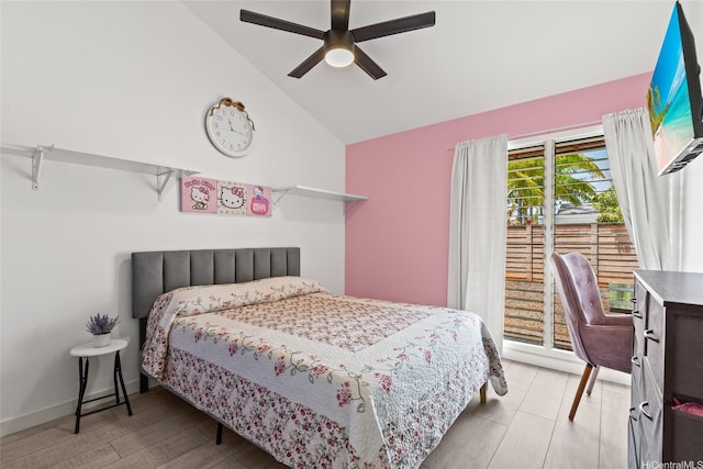 94-265 Anania Dr, Mililani, HI 96789 - bedroom featuring wood finished floors, a ceiling fan, and high vaulted ceiling