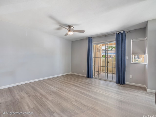 91-1066 Makaaloa St Unit 14D, Ewa Beach, HI 96706 - empty room with light wood-style floors, a ceiling fan, and baseboards