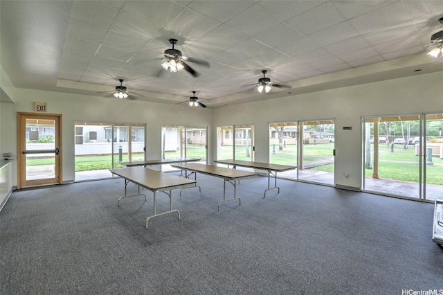 91-1066 Makaaloa St Unit 14D, Ewa Beach, HI 96706 - game room with a paneled ceiling, baseboards, and healthy amount of natural light