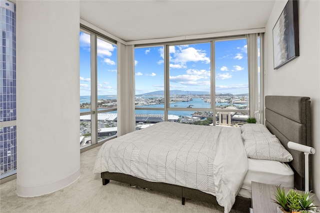 555 S St Unit 2905, Honolulu, HI 96813 - carpeted bedroom with a wall of windows and a water view