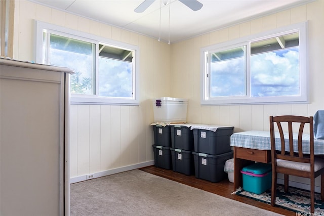 1164 Manulani St, Kailua, HI 96734 - office with dark wood-type flooring, ceiling fan, and baseboards