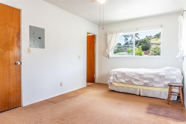 1164 Manulani St, Kailua, HI 96734 - bedroom featuring electric panel, carpet floors, baseboards, and a ceiling fan
