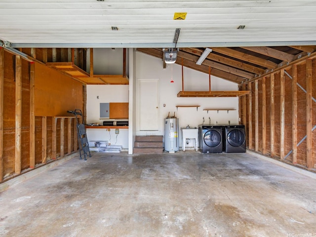 45-812 Kupohu St, Kaneohe, HI 96744 - garage featuring water heater, washing machine and clothes dryer, and a garage door opener