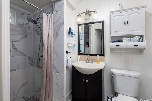 2283 Anapanapa St, Pearl City, HI 96782 - full bathroom with ornamental molding, tiled shower, vanity, and toilet