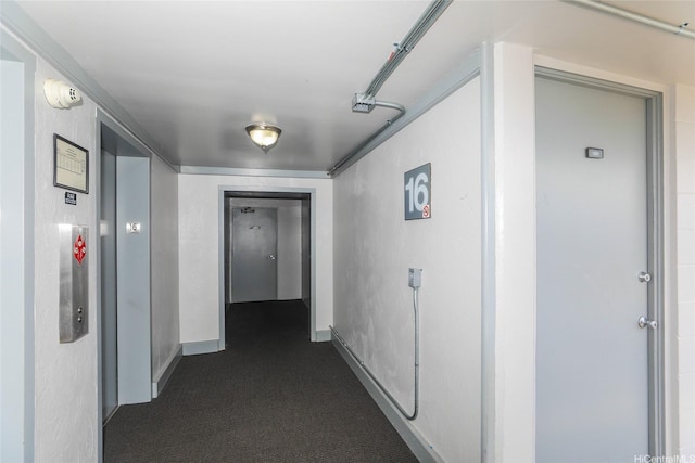 1541 Dominis St Unit 1601, Honolulu, HI 96822 - hall featuring dark colored carpet and baseboards