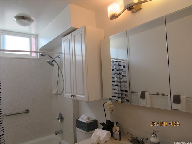 1670 Kalakaua Ave Unit 603, Honolulu, HI 96826 - full bathroom featuring toilet and shower / tub combo with curtain