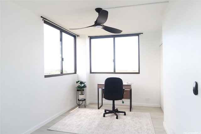 98-501 Koauka Loop Unit A1006, Aiea, HI 96701 - home office with ceiling fan, baseboards, and light wood-style flooring