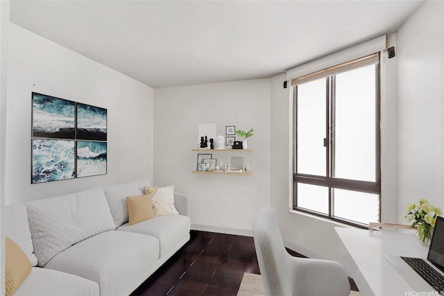 1910 Ala Moana Blvd Unit 19C, Honolulu, HI 96815 - living area with dark wood-style floors, plenty of natural light, and baseboards