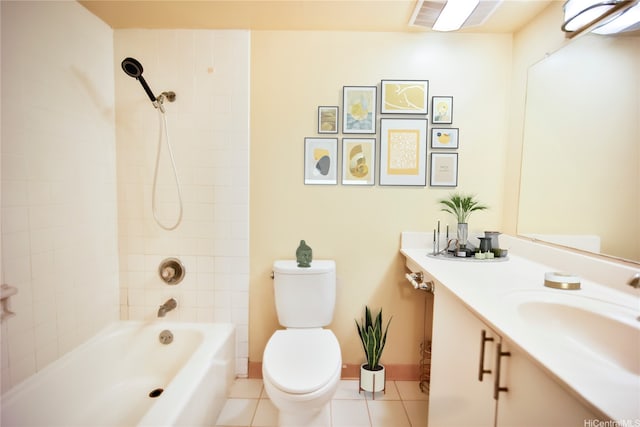 725 Piikoi St Unit 405, Honolulu, HI 96814 - full bathroom featuring tile patterned flooring, toilet, vanity, baseboards, and shower / bathtub combination