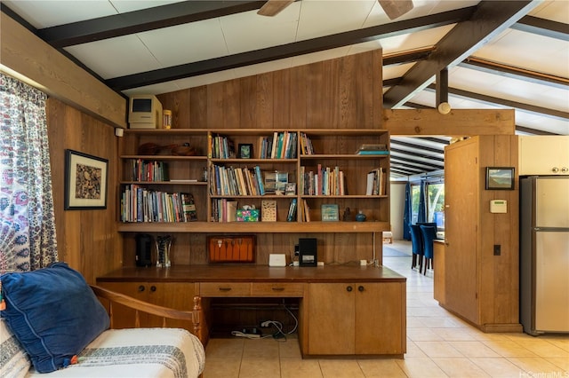 41-1025 Nenue St, Waimanalo, HI 96795 - office featuring wooden walls, light tile patterned flooring, and built in desk