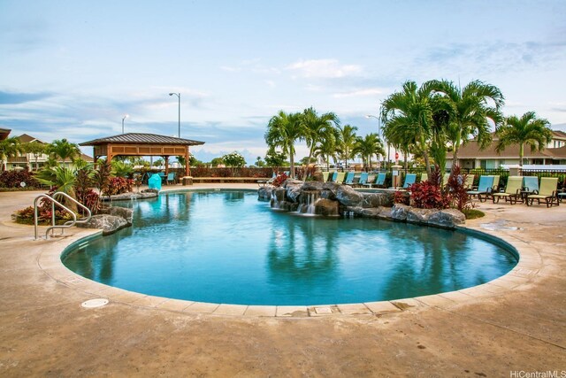 91-1775 Waiaama St, Ewa Beach, HI 96706 - community pool with a gazebo, fence, and a patio