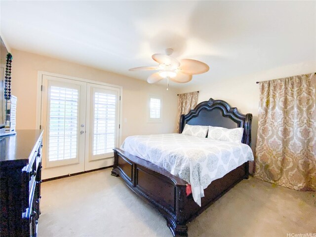 91-1775 Waiaama St, Ewa Beach, HI 96706 - carpeted bedroom with french doors, access to exterior, and a ceiling fan