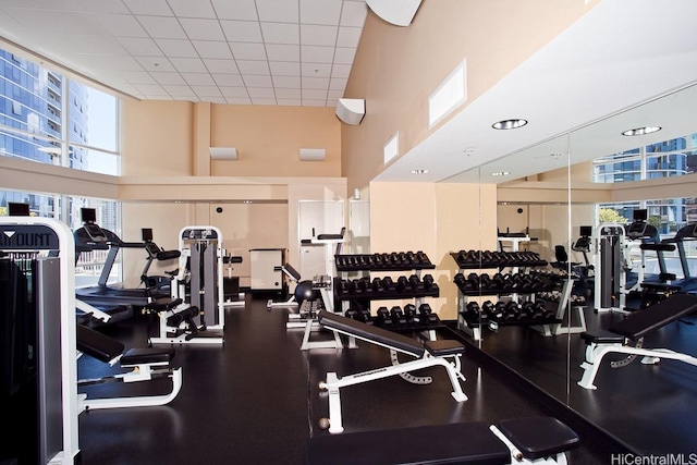 1296 Kapiolani Blvd Unit 3805, Honolulu, HI 96814 - gym with a towering ceiling