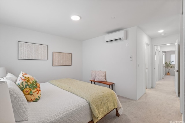 94-1188 Kalahikiola Dr Unit 1004, Waipahu, HI 96797 - bedroom with an AC wall unit, light colored carpet, and recessed lighting