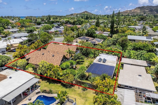 337 Wanaao Rd, Kailua, HI 96734 - aerial view of residential area with property boundaries highlighted and mountains