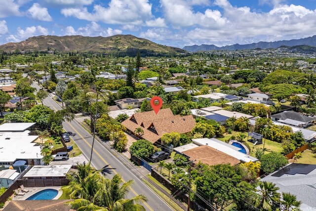 337 Wanaao Rd, Kailua, HI 96734 - aerial view of residential area with a mountainous background and a pool area