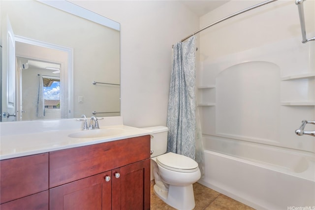 540 Manawai St Unit 402, Kapolei, HI 96707 - full bath featuring vanity, tile patterned flooring, toilet, and shower / bathtub combination with curtain