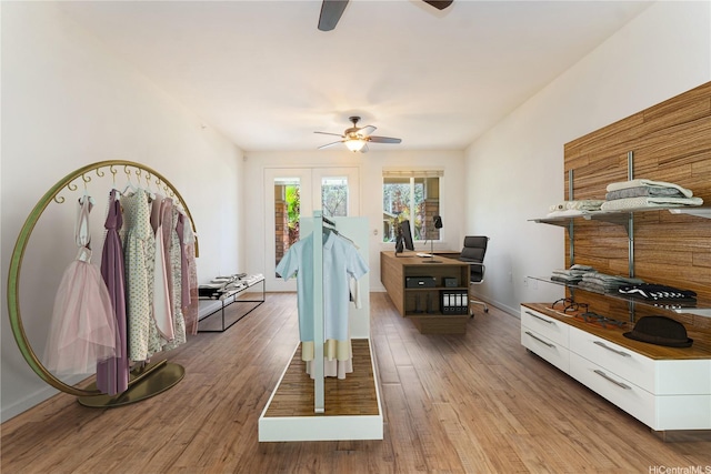 540 Manawai St Unit 402, Kapolei, HI 96707 - dining space featuring a ceiling fan, light wood finished floors, and baseboards