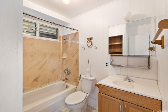 1916 Huina St, Honolulu, HI 96817 - bathroom with shower / bathtub combination, toilet, vanity, and backsplash