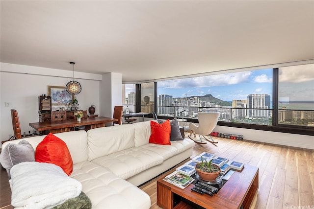 1910 Ala Moana Blvd Unit 35C, Honolulu, HI 96815 - living area featuring a city view and wood-type flooring