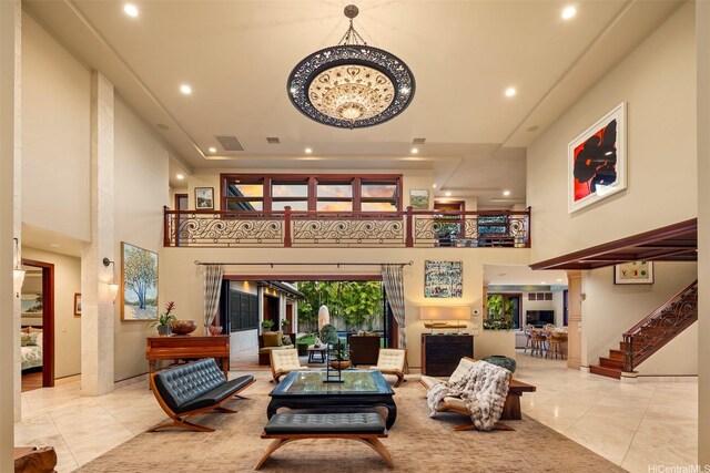 4462 Kahala Ave, Honolulu, HI 96816 - community lobby featuring a towering ceiling, recessed lighting, and stairway