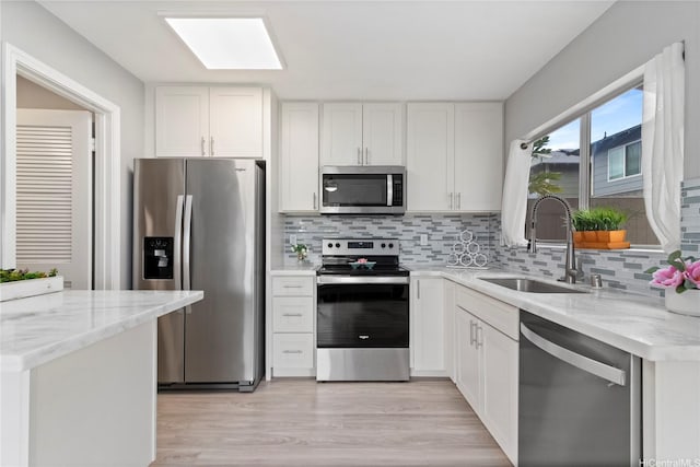 91-1043 Hoomaka St Unit 48, Ewa Beach, HI 96706 - kitchen featuring appliances with stainless steel finishes, a sink, decorative backsplash, and white cabinetry