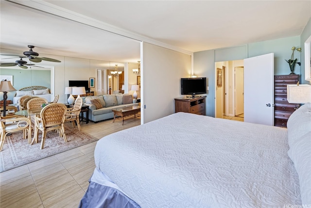 1765 Ala Moana Blvd Unit 790, Honolulu, HI 96815 - bedroom featuring a chandelier and light tile patterned floors