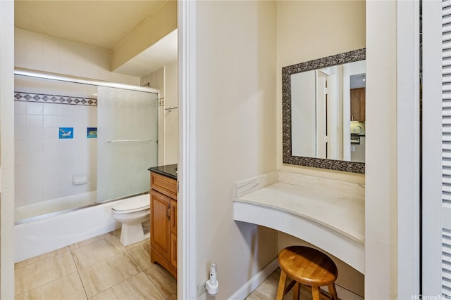 1765 Ala Moana Blvd Unit 790, Honolulu, HI 96815 - full bathroom featuring vanity, tile patterned floors, toilet, and bath / shower combo with glass door