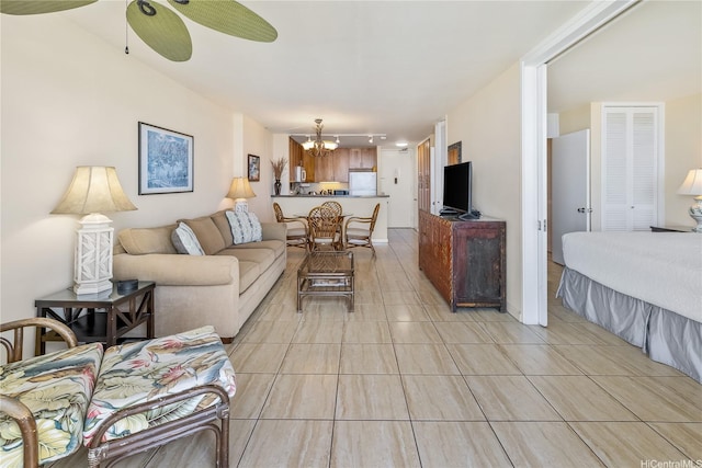 1765 Ala Moana Blvd Unit 1286, Honolulu, HI 96815 - living room featuring a chandelier and light tile patterned floors