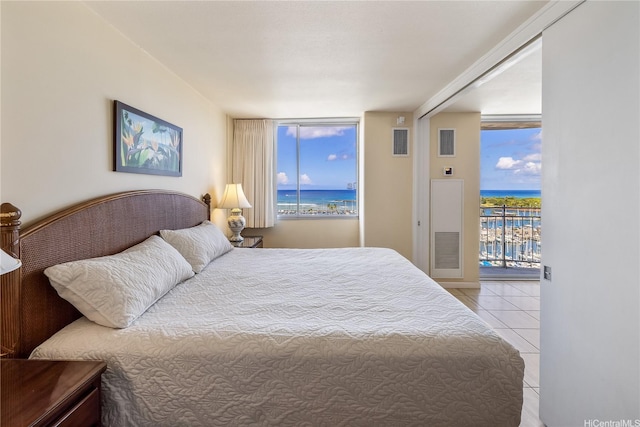 1765 Ala Moana Blvd Unit 1286, Honolulu, HI 96815 - bedroom featuring access to outside and light tile patterned floors