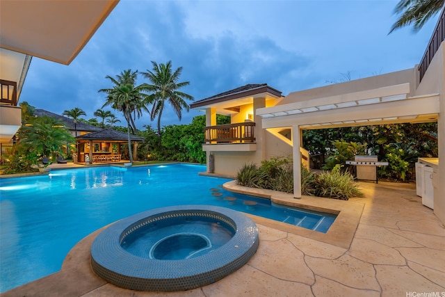 572C N Kalaheo Ave, Kailua, HI 96734 - view of swimming pool with a gazebo, a grill, a patio, and a pool with connected hot tub