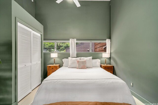 51-636 Kamehameha Hwy Unit 323, Kaaawa, HI 96730 - bedroom featuring a closet and ceiling fan
