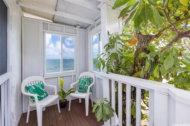 53-797 Kamehameha Hwy, Hauula, HI 96717 - sunroom with a water view and wood-type flooring