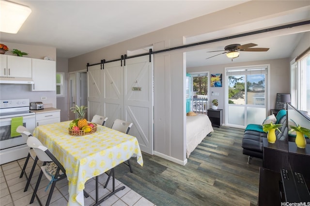 53-797 Kamehameha Hwy, Hauula, HI 96717 - dining space featuring a barn door and ceiling fan