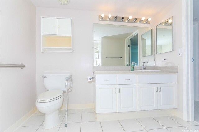 1314 Kalakaua Ave Unit 903, Honolulu, HI 96826 - bathroom with baseboards, toilet, vanity, and tile patterned flooring