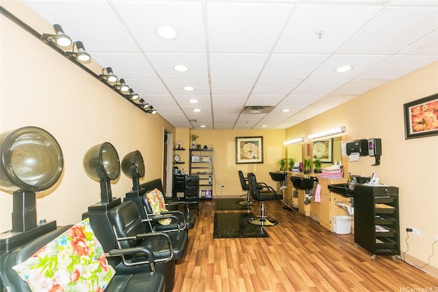1314 Kalakaua Ave Unit 903, Honolulu, HI 96826 - office area featuring wood finished floors, recessed lighting, and a drop ceiling