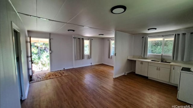 3904 Maunahilu Pl, Honolulu, HI 96816 - kitchen with a sink, light countertops, range, dark wood-type flooring, and plenty of natural light